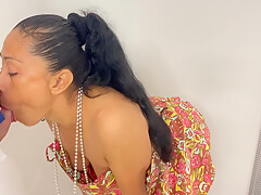 Latina Measure Guy For Suit And Blows His Hard Cock